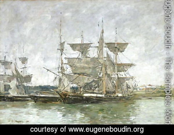 Eugène Boudin - Boats in the Port, Deauville, 1881