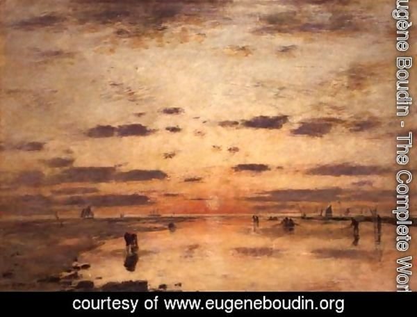 Eugène Boudin - Low Tide and Sunset 1885