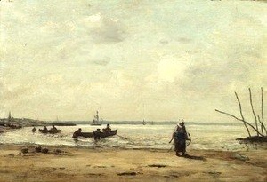 Eugène Boudin - Low Tide Near Honfleur c.1864-66