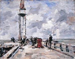 Eugène Boudin - The Jetty and Lighthouse at Honfleur c.1885-90