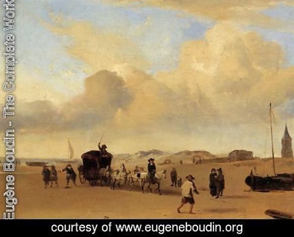 Eugène Boudin - The Beach at Scheveningen (after Adriaen van de Valde)
