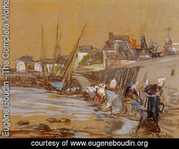 Eugène Boudin - Laundresses in the Port of Honfleur