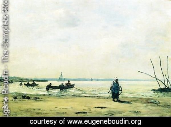 Eugène Boudin - The Shore at Low Tide near Honfleur