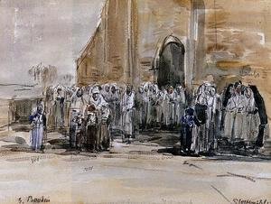 Eugène Boudin - Exiting from Mass at Plougastel