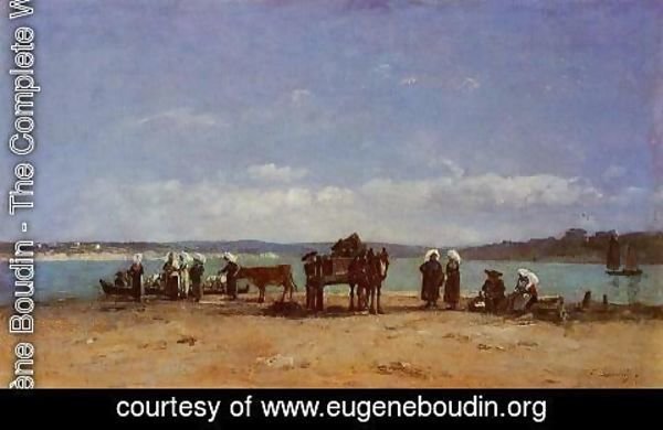 Eugène Boudin - Brittany, Fishermen's Wives on the Shore