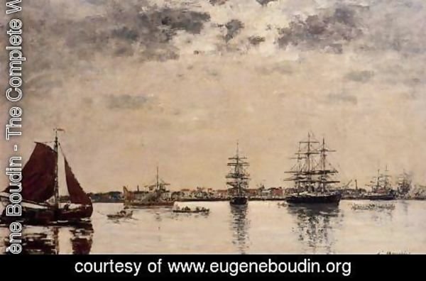 Eugène Boudin - Anvers, boats on the River Scheldt I