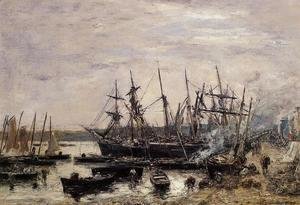 Eugène Boudin - Camaret, Fishing Boats at Dock