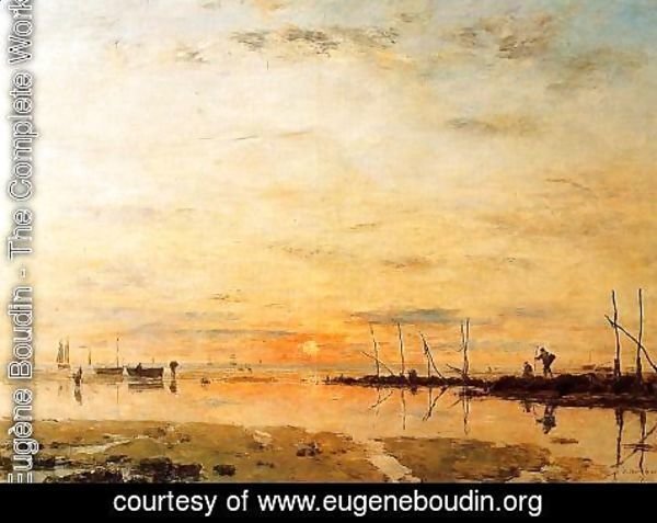 Eugène Boudin - Le Havre, Sunset at Low Tide