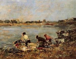 Eugène Boudin - Laundresses on the Banks of the Touques I