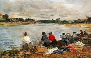 Eugène Boudin - Laundresses on the Banks of the Touques II