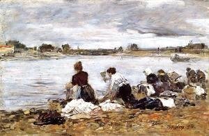 Eugène Boudin - Laundresses on the Banks of the Touques III