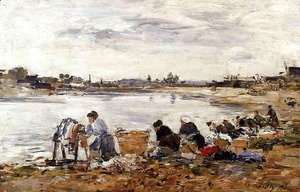 Eugène Boudin - Laundresses on the Banks of the Touques IV