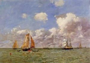 Eugène Boudin - Fishing Boats at Sea