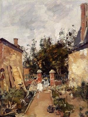 Eugène Boudin - Madame S with Her Children in Their Garden at Trouville