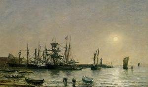 Eugène Boudin - Portrieux, Boats at Anchor in Port