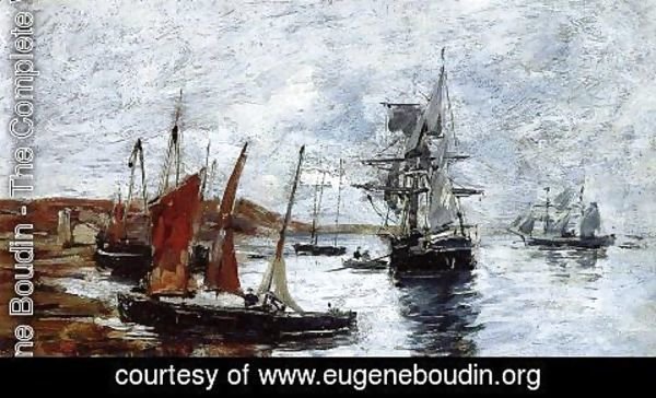 Eugène Boudin - Camaret, Boats on the Shore