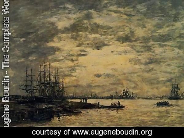 Eugène Boudin - Bordeaux, Boats on the Garonne