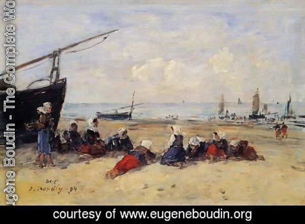 Eugène Boudin - Berck, Fisherwomen on the Beach, Low Tide