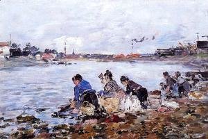 Eugène Boudin - Laundresses on the Banks of the Touques VI