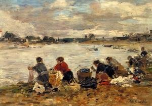 Eugène Boudin - Laundresses on the Banks of the Touques VII