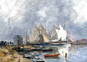Eugène Boudin - Trouville, the Port, Boats and Dinghys