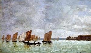 Eugène Boudin - Camaret, Fishing Boats off the Shore