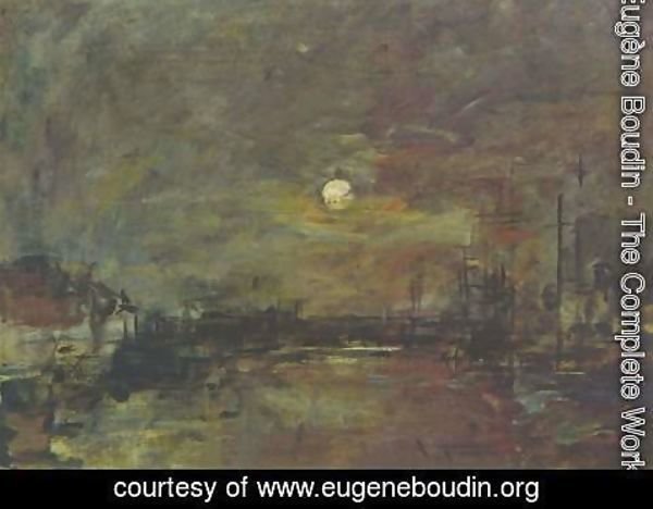 Eugène Boudin - Twilight over the Basin of Le Havre