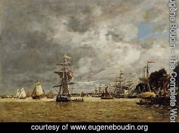Eugène Boudin - Anvers, Boats on the Ecaut