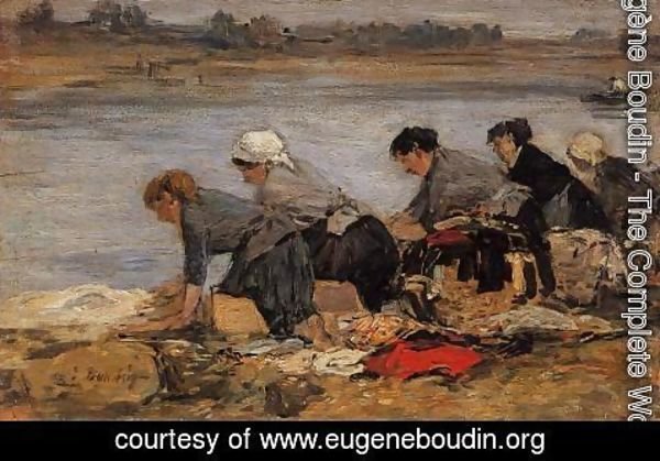 Eugène Boudin - Laundresses on the Banks of the Touques XI