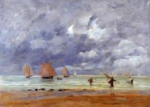 Eugène Boudin - Fishermen and Sailboats near Trouville