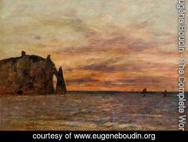 Eugène Boudin - Etretat: the Falaise d'Aval at Sunset