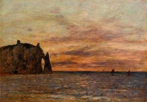 Etretat: the Falaise d'Aval at Sunset