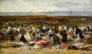 Eugène Boudin - Etretat, Laundresses on the Beach, Low Tide