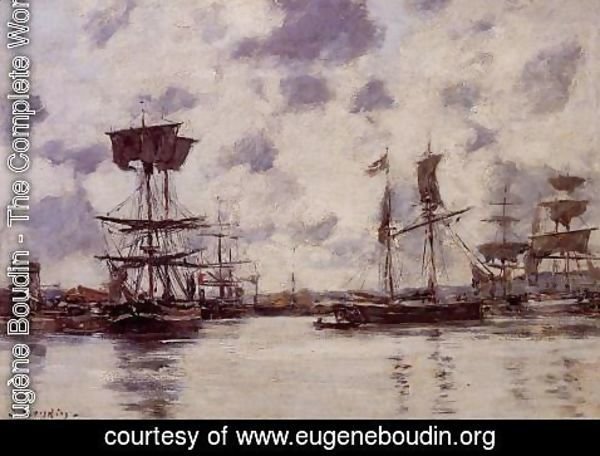 Eugène Boudin - Sailing Boats at Anchor