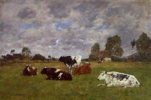 Eugène Boudin - Cows in a Pasture