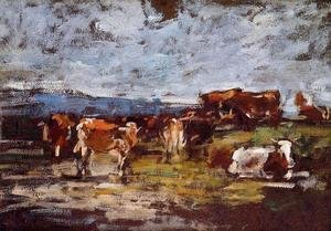 Eugène Boudin - Cows in Pasture II