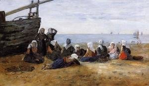 Eugène Boudin - Berck, Group of Fishwomen Seated on the Beach