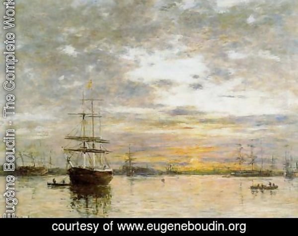 Eugène Boudin - The Port of Le Havre at Sunset