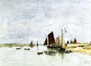 Eugène Boudin - Etaples, Boats in Port