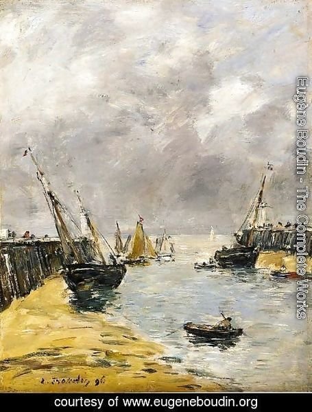 Eugène Boudin - The Jetties, Low Tide, Trouville I