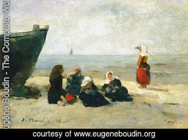 Eugène Boudin - Berck, Fisherwomen Looking for the Return of the Boats