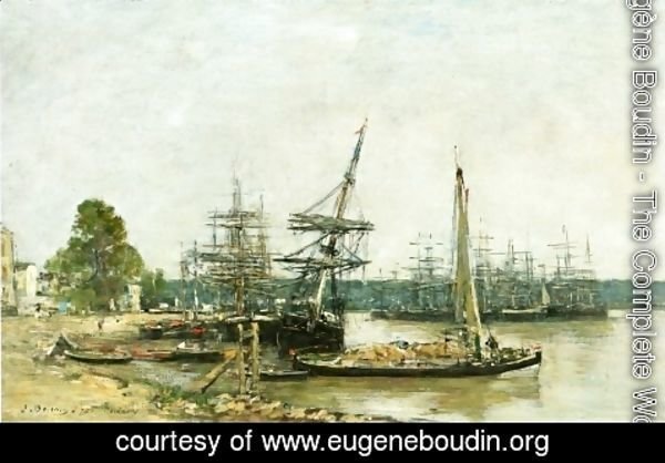 Eugène Boudin - Bordeaux, Moored Boats on the Garonne