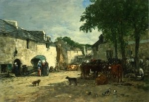 Eugène Boudin - Cattle Market at Daoulas, Brittany