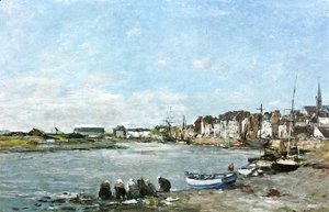 Eugène Boudin - Laundresses on the Banks of the Port of Trouville