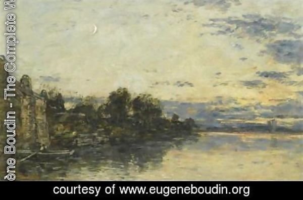 Eugène Boudin - Bord de riviere en Bretagne