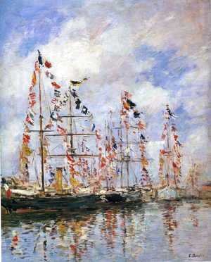 Eugène Boudin - Sailing Ships at Deauville