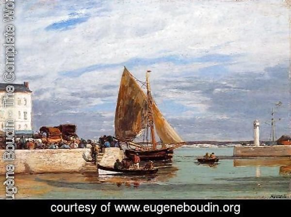 Eugène Boudin - Honfleur Three Master in Port2 1880-1885