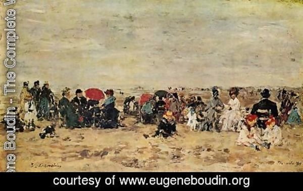 Eugène Boudin - The Beach at Trouville 1880