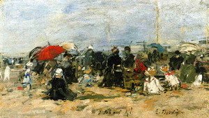 Eugène Boudin - Trouville Beach Scene 1883-1887