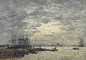 Eugène Boudin - Bordeaux, bateaux sur la Garonne